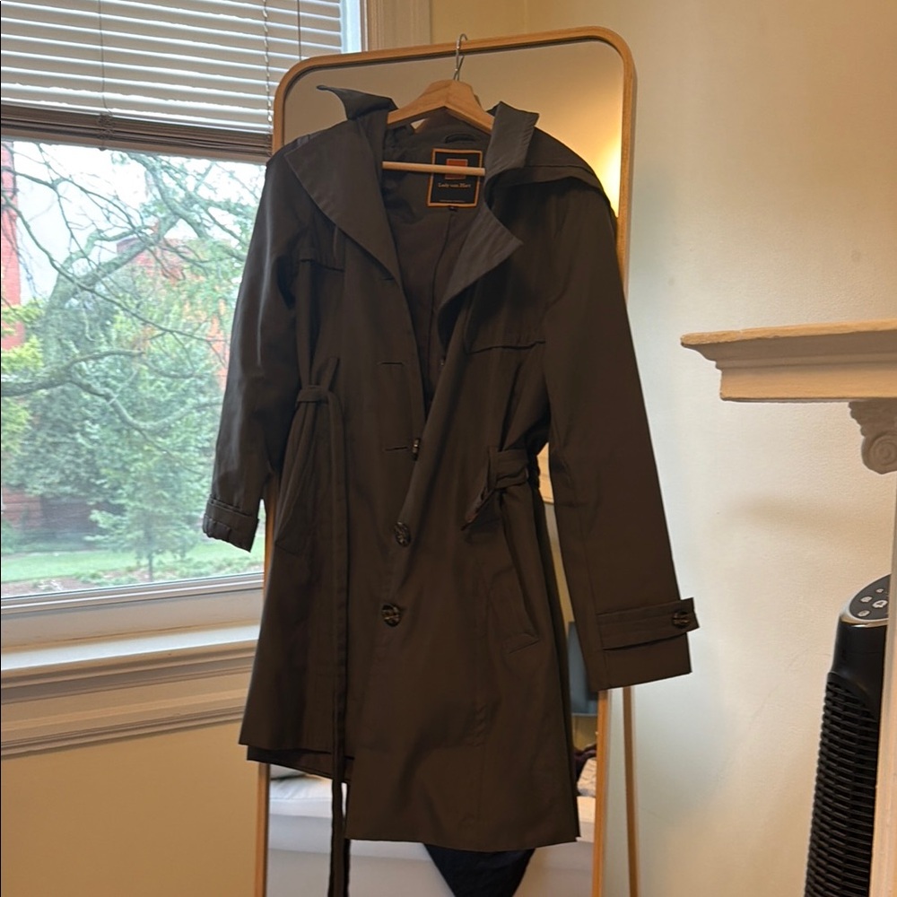 Classic Grey Trench Coat with Waist Tie